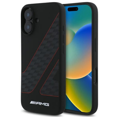 AMG Checkered Flag Pattern MagSafe iPhone 16 Case - Black — Mercedes