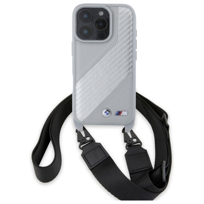 BMW M Edition Carbon Stripe & Strap iPhone 16 Pro Case - Gray