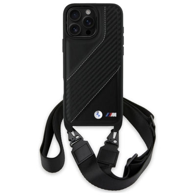 BMW M Edition Carbon Stripe & Strap Case for iPhone 16 Pro Max - Black