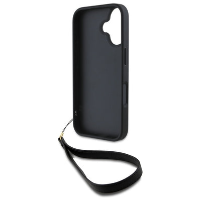 DKNY Wrist Strap Stock Logo iPhone 16 Case - Black
