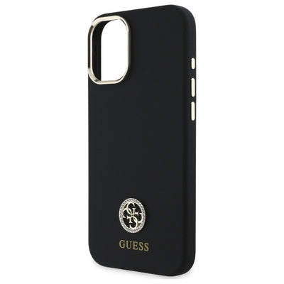 Guess Silicone Logo Strass 4G Case for iPhone 16 - Black