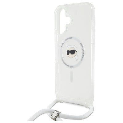 Karl Lagerfeld Crossbody IML Karl Head Magsafe Case for iPhone 16 - Clear