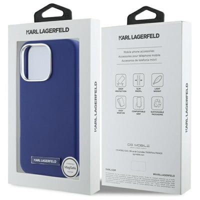 Karl Lagerfeld FW Metal Plate MagSafe iPhone 16 Pro Max Case - Blue
