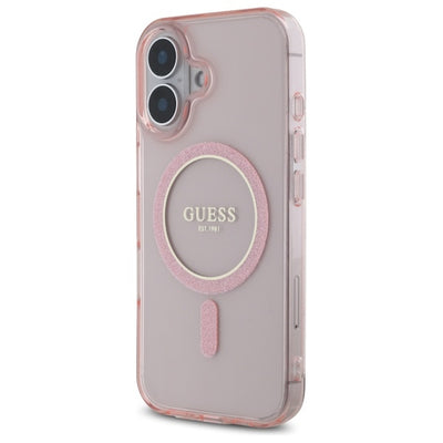 Guess GUHMP16SHFGEREP iPhone 16 6.1" pink/pink hardcase IML Glitter Circle MagSafe