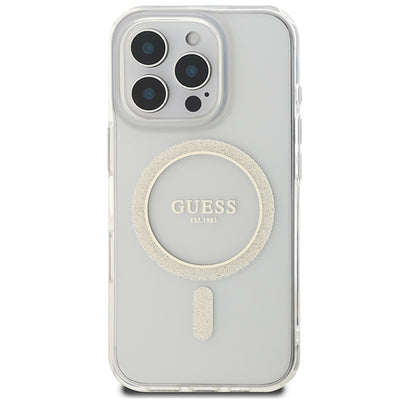 Guess IML Glitter Circle MagSafe Case for iPhone 16 Pro Max - Clear