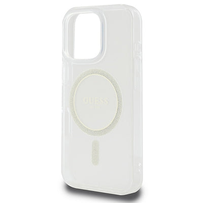 Guess IML Glitter Circle MagSafe Case for iPhone 16 Pro Max - Clear