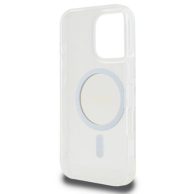 Guess IML Glitter Circle MagSafe Case for iPhone 16 Pro Max - Clear