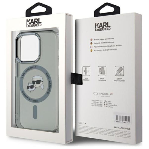 Karl Lagerfeld KLHMP15LHLSKCK iPhone 15 Pro 6.1" black/black hardcase IML Metal Karl&Choupette Head MagSafe