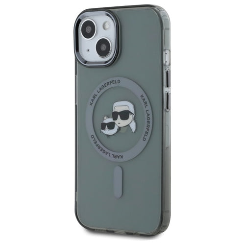 Karl Lagerfeld KLHMP15SHLSKCK iPhone 15 6.1" black/black hardcase IML Metal Karl&Choupette Head MagSafe