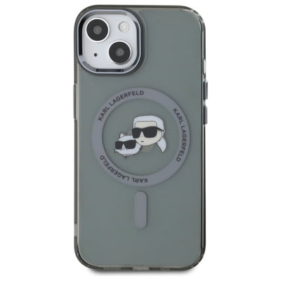 Karl Lagerfeld KLHMP15SHLSKCK iPhone 15 6.1" black/black hardcase IML Metal Karl&Choupette Head MagSafe