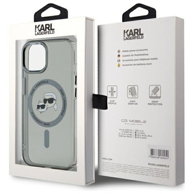 Karl Lagerfeld KLHMP15SHLSKCK iPhone 15 6.1" black/black hardcase IML Metal Karl&Choupette Head MagSafe