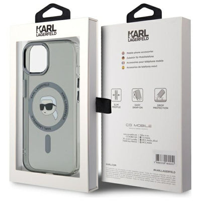 Karl Lagerfeld KLHMP15SHLSKIK iPhone 15 6.1" black/black hardcase IML Metal Karl Head MagSafe
