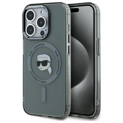 Karl Lagerfeld KLHMP15XHLSKIK iPhone 15 Pro Max 6.7" black/black hardcase IML Metal Karl Head MagSafe