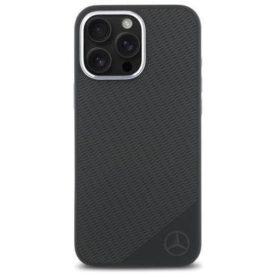 Mercedes MEHMP16L23SUGDK iPhone 16 Pro 6.3" black/black hardcase Silicone Tonal Logo Wood Pattern MagSafe