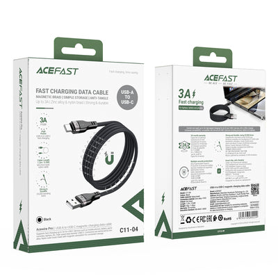 Acefast C11-04 USB-A - USB-C 3A Cable 1.2m Magnetic Braid - Black