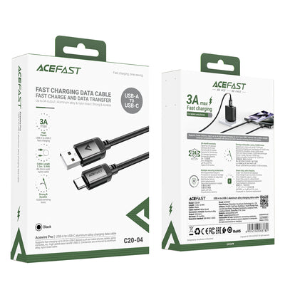 Acefast C20-04 USB-A - USB-C Cable 480Mb/s 3A 1.2m - Black