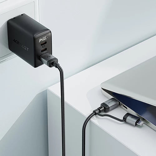Acefast C20-01 USB-C - USB-C/ Lightning cable 60W/30W 480Mb/s 3A 1.2m - black