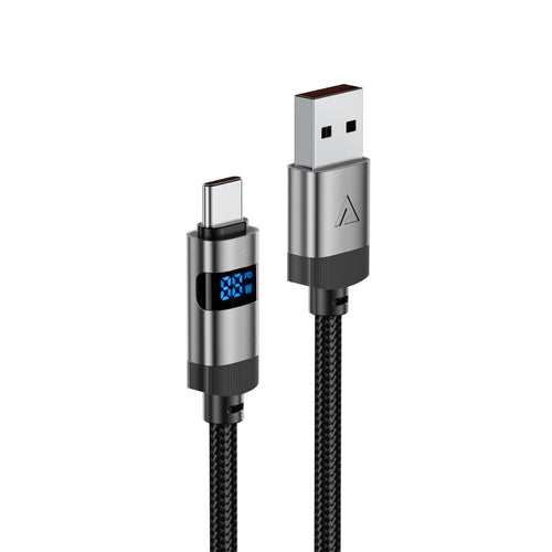 Acefast C15-04 USB-A - USB-C Cable with Display 480Mb/s 66W 1.2m - Black