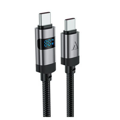 Acefast C15-03 USB-C - USB-C Cable with Display 480Mb/s 60W 1.2m - Black