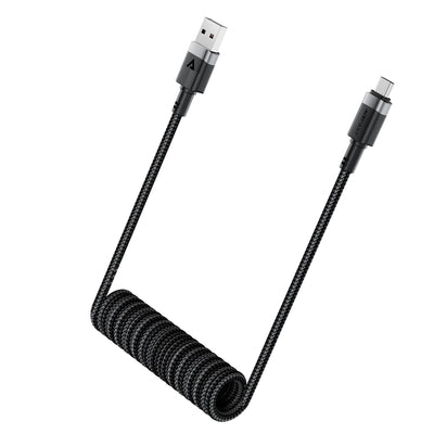 Acefast C14-04 USB-A - USB-C Cable Spring 480Mb/s 3A 1.2m - Black