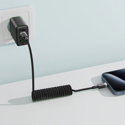 Acefast C14-04 USB-A - USB-C Cable Spring 480Mb/s 3A 1.2m - Black