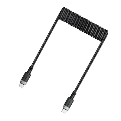 Acefast C14-03 USB-C - USB-C Spring Cable 480Mb/s 3A 1.2m - Black