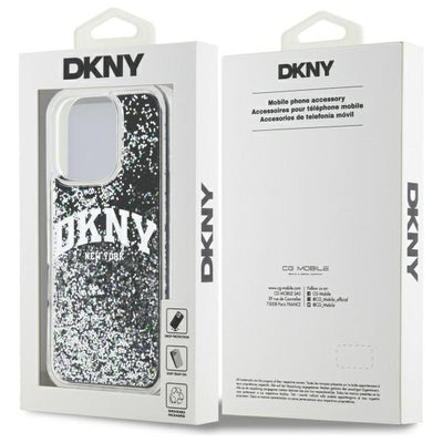 DKNY DKHCP16LLBNAEK iPhone 16 Pro 6.3" black/black hardcase Liquid Glitter Arch Logo