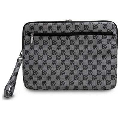 DKNY Sleeve Checkered Pattern Printed Stripes 16" Laptop Case - Black