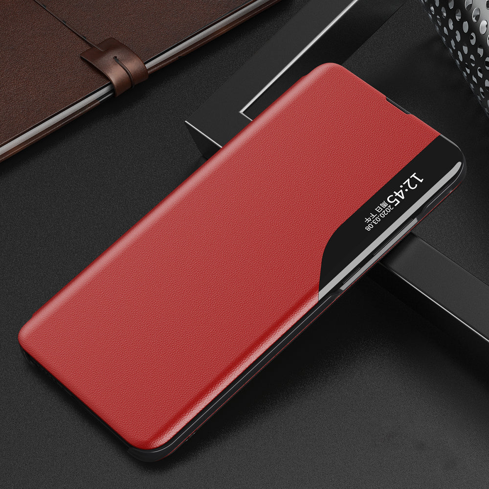 Eco Leather View Case for Samsung Galaxy S25 with Flip Stand - Red — Hurtel