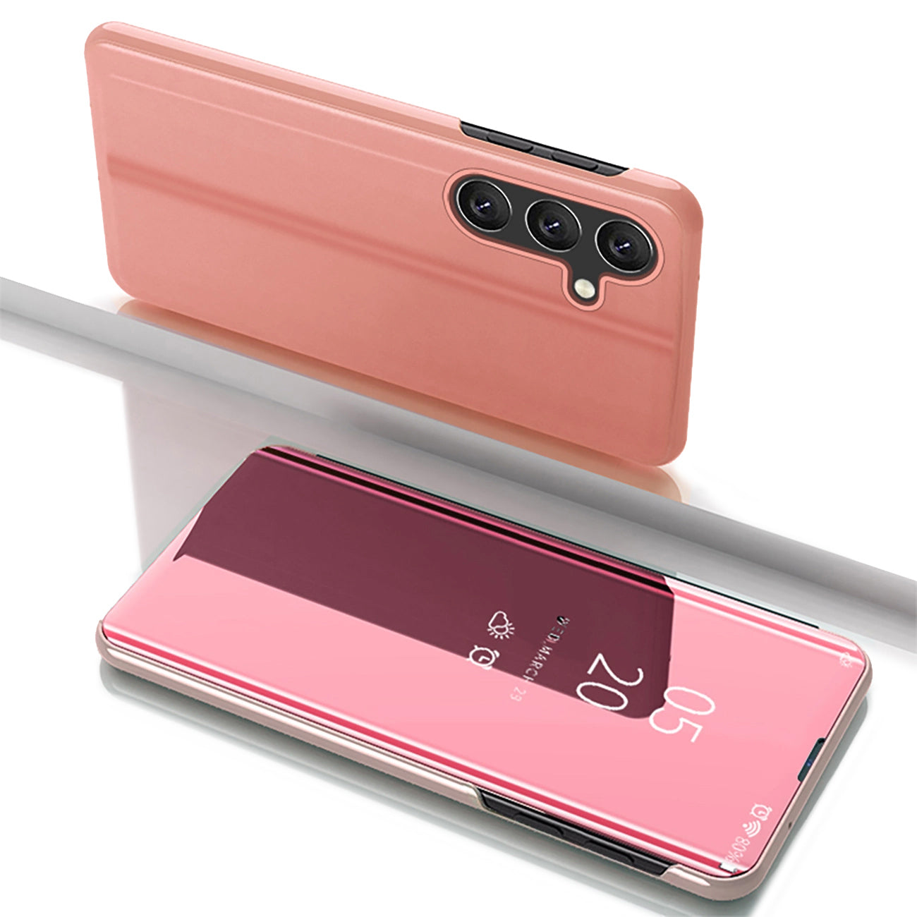 Clear View Case for Samsung Galaxy S25+ Cover with Flip - Pink — Hurtel
