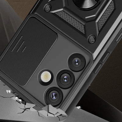 Hybrid Armor Camshield with Camera Cover and Metal Ring for Samsung Galaxy S25+ - Black — Hurtel