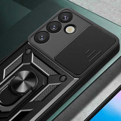 Hybrid Armor Camshield with Camera Cover and Metal Ring for Samsung Galaxy S25+ - Black — Hurtel
