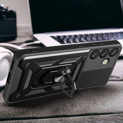 Hybrid Armor Camshield with Camera Cover and Metal Ring for Samsung Galaxy S25+ - Black — Hurtel