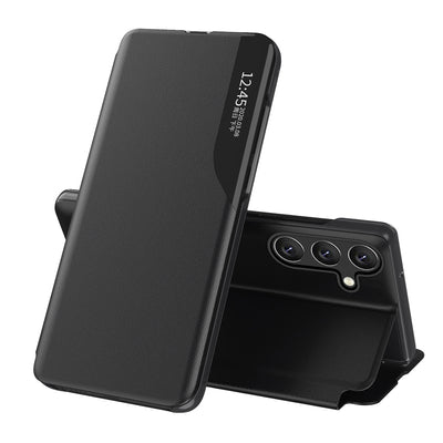 Eco Leather View Case for Samsung Galaxy S24 FE with Flip and Stand - Black — Hurtel