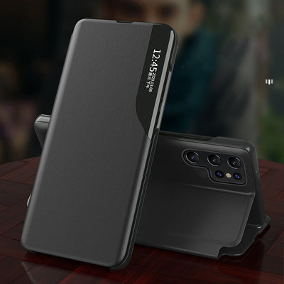 Eco Leather View Case for Samsung Galaxy S24 FE with Flip and Stand - Black — Hurtel