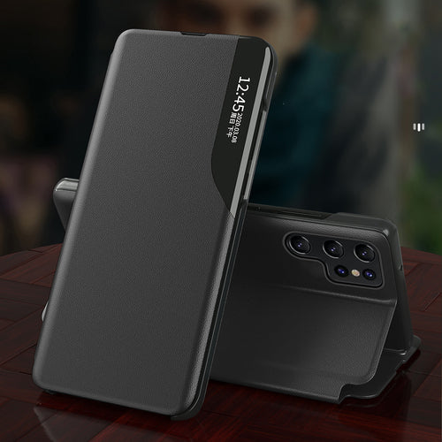 Eco Leather View Case for Samsung Galaxy S24 FE with Flip and Stand - Black — Hurtel