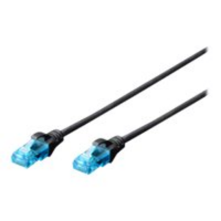 CAT 5e U-UTP | Patch cord | PVC AWG 26/7 | Boots with kink protection, strain relief and latch protection | Black | 1 m