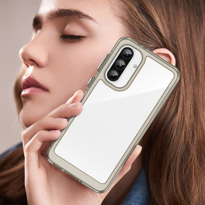 Outer Space Case for Samsung Galaxy A56 Cover with Flexible Frame - Semi-Transparent, Black — Hurtel