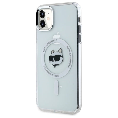 Karl Lagerfeld IML Metal Choupette Head MagSafe iPhone 11 Case - White