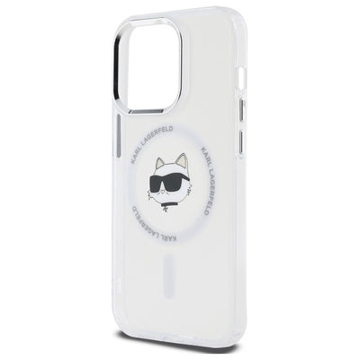 Karl Lagerfeld IML Metal Choupette Head MagSafe iPhone 14 Pro Case - White
