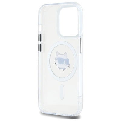 Karl Lagerfeld IML Metal Choupette Head MagSafe iPhone 14 Pro Case - White