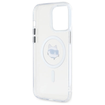 Karl Lagerfeld IML Metal Choupette Head MagSafe Case for iPhone 14 Pro Max - White