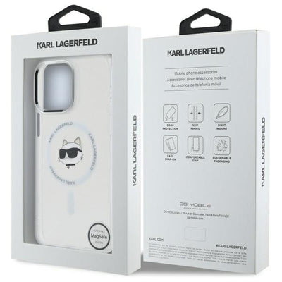 Karl Lagerfeld IML Metal Choupette Head MagSafe Case for iPhone 14 Pro Max - White