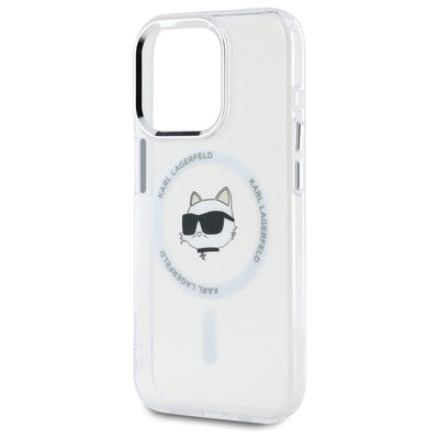 Karl Lagerfeld IML Metal Choupette Head MagSafe iPhone 15 Pro Case - White