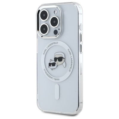 Karl Lagerfeld IML Metal Karl&Choupette Head MagSafe iPhone 15 Pro Case - White