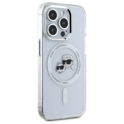 Karl Lagerfeld IML Metal Karl&Choupette Head MagSafe iPhone 15 Pro Case - White