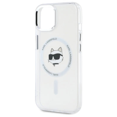 Karl Lagerfeld IML Metal Choupette Head MagSafe iPhone 15 Plus Case - White