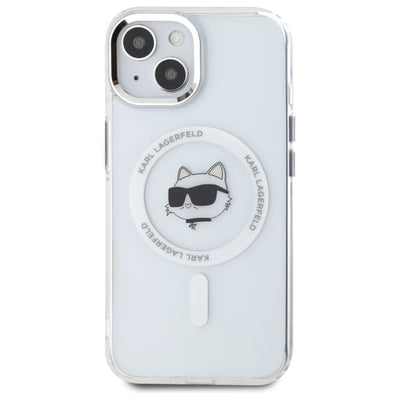 Karl Lagerfeld IML Metal Choupette Head MagSafe iPhone 15 Case - White