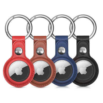Apple AirTag PU Leather Case - Black, Brown, Red, Blue - 4 pieces — Hurtel