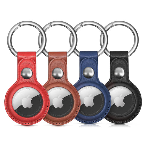 Apple AirTag PU Leather Case - Black, Brown, Red, Blue - 4 pieces — Hurtel